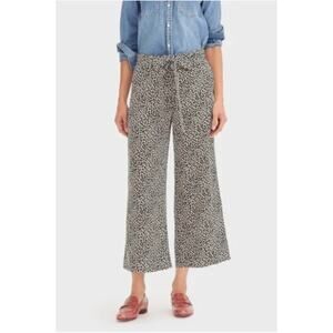 J.Crew Wide-leg cropped pant in leopard-print 100% silk sz. 4